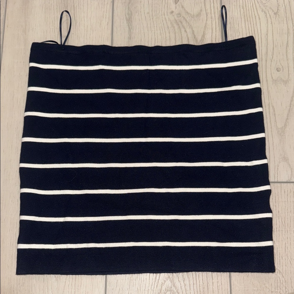 Caroline Constas Navy and White Striped Mini Skirt